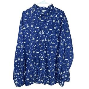 Brooks Brothers‎ Shirt Men 2XL XXL Blue Nautical Regent 1818 Summer Sailing